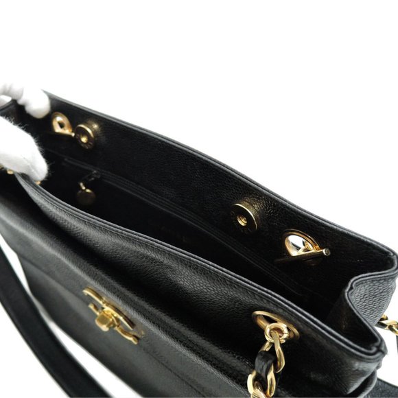 Chanel Black Leather with Gold Accent Chain Bag - Picture 6 of 9